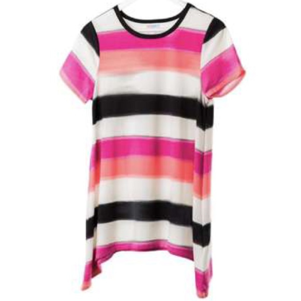 LuLaRoe Melissa Tunic Top-Size Small Pink, Coral, Black and White Stripe